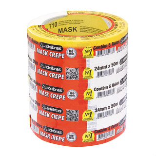 Fita crepe 24mmx50m Mask 710 com 5 rolos Adelbras em Oferta na Shopee