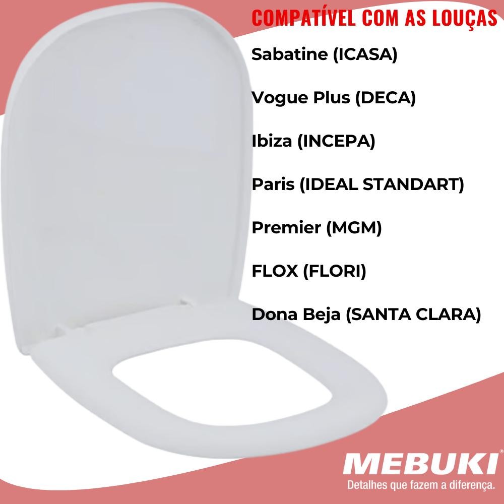 Tampa Vaso Sanitário Sabatini Icasa Almofadado Branco retangular Mebuki