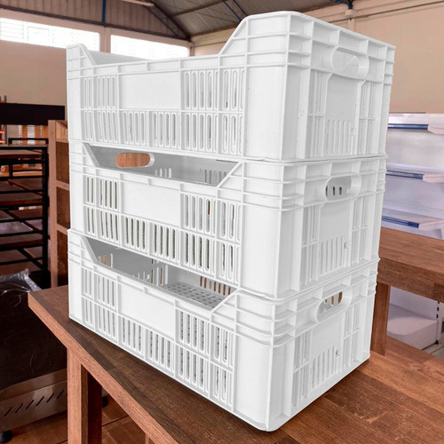 Kit 2 Und. Caixa Plástica Reforçada Organizadora Hortifruti Multiuso Promoção Cor Branca - Home & Living