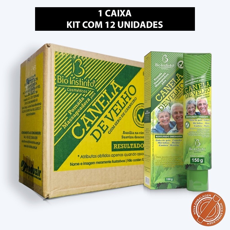 12 Pomadas Desodorante Massageadora Canela de Velho 150g (Nova Embalagem) - Bio Instinto