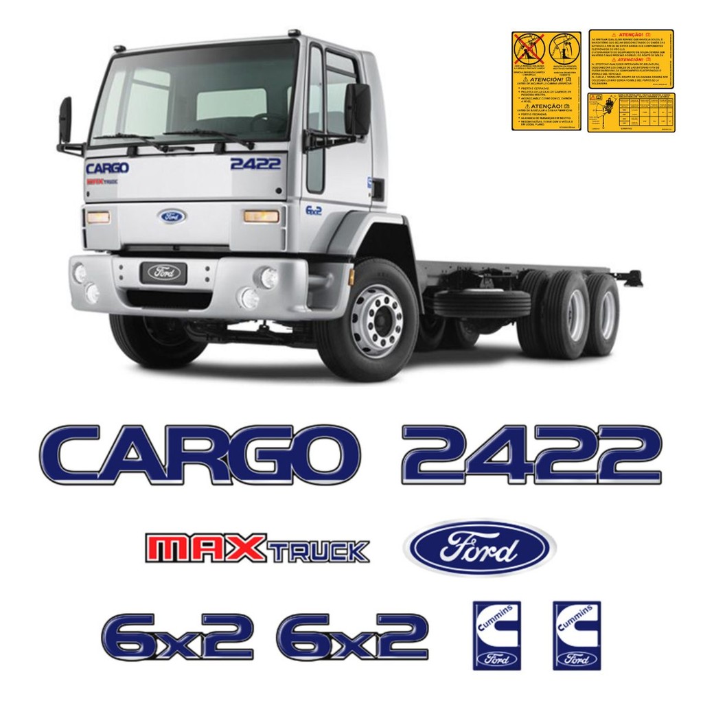 Kit Adesivos Cargo 2422 Max Truck 6x2 Emblema Caminhão Ford