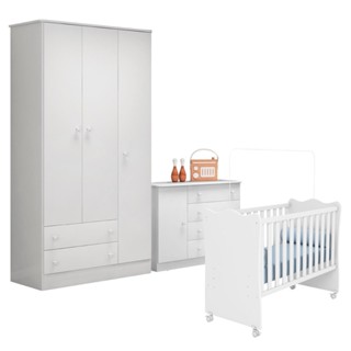 Conjunto Quarto de Bebê Completo México Branco Branco em Oferta na Shopee