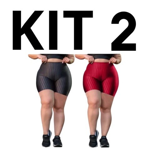 KIT 2 SHORTS FEMININO LEG LEGGING P AO PLUS SIZE FITNESS ACADEMIA BERMUDA FEMININA ZERO TRANSPARÊNCIA