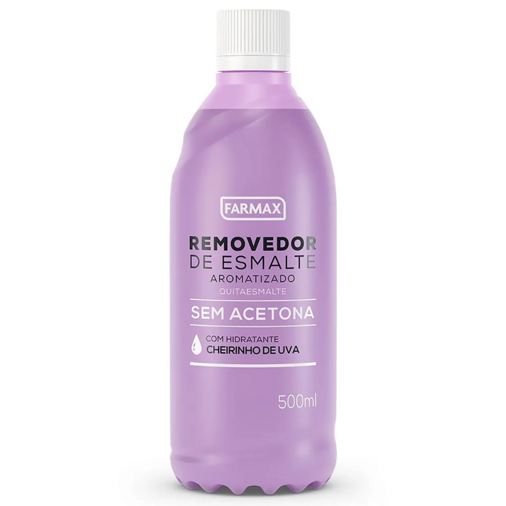Removedor Sem Acetona Farmax 500ml Vit E, Uva e Argan P/ Retirar Esmalte