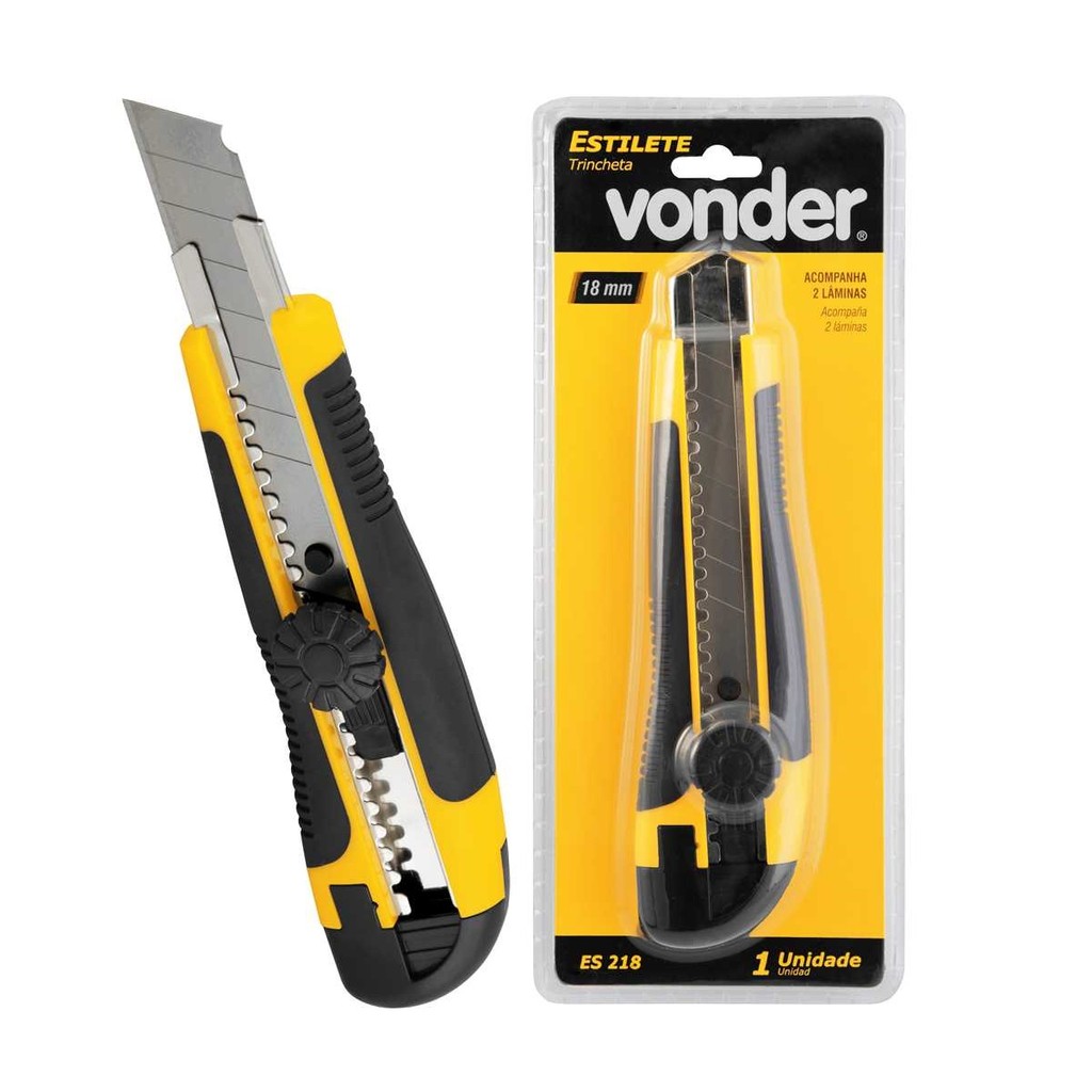Estilete 18mm Vonder Largo Profissional 2 Laminas -es218