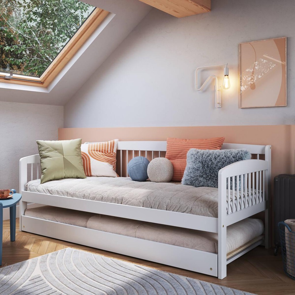 Sofá-Cama com Cama Auxiliar de Madeira Maciça para Colchão 78x188cm Multimóveis CR35275 em Oferta na Shopee