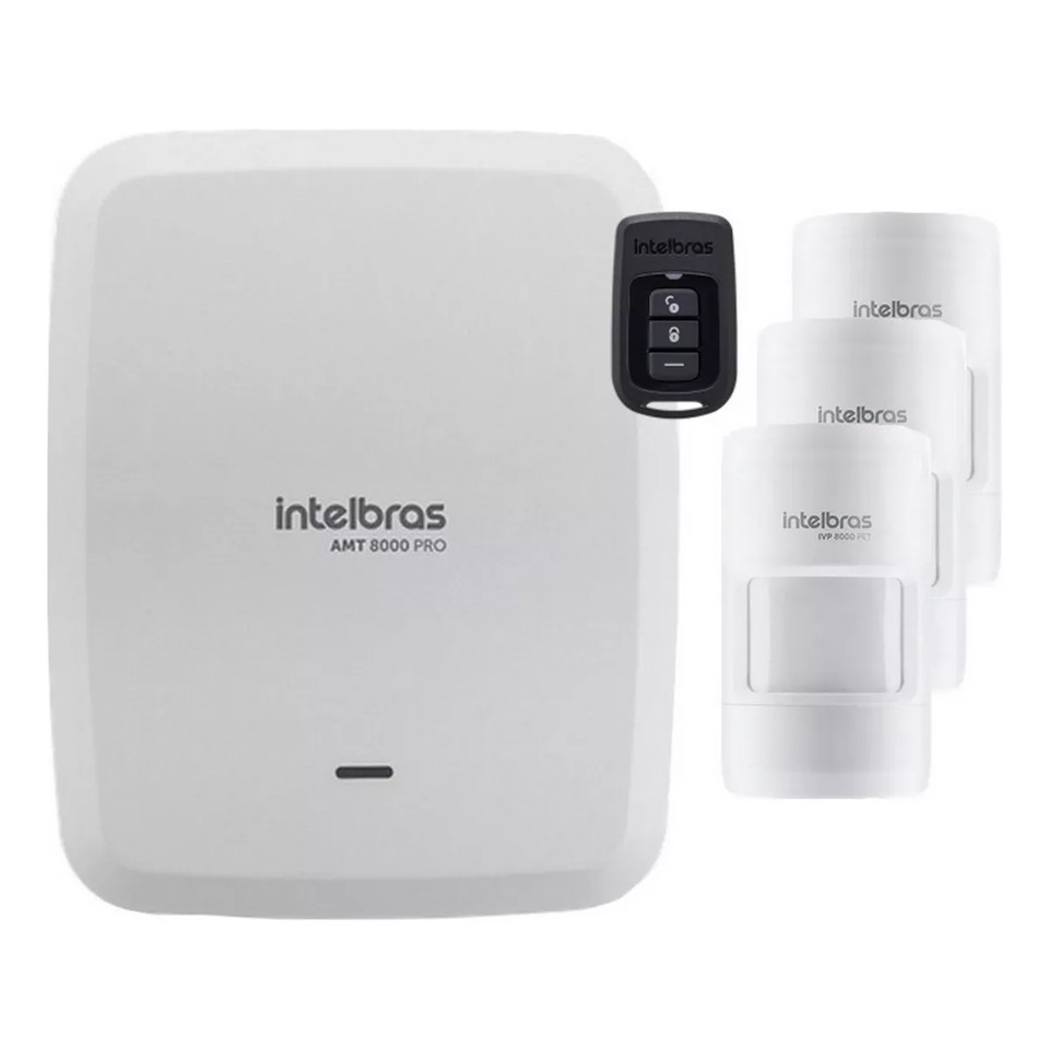 Kit Alarme Wifi S Fio Amt 8000 Pro 3 Sensor Presença Intelbras
