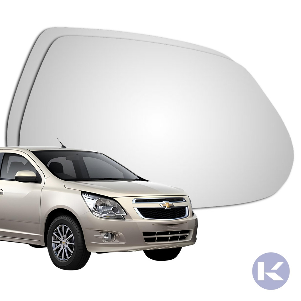 Lente Espelho Retrovisor Convexo Metalizado Com Base Universal Cobalt 2011 a 2020