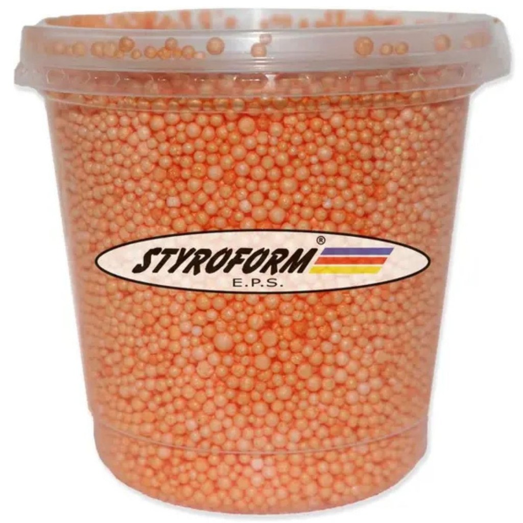 PEROLA DE ISOPOR EPS BOLINHA LARANJA POTE 750ML BALÃO BUBBLE SLIME ARTESANATO DECORAÇÃO STYROFORM