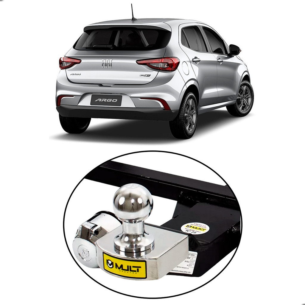Engate Mult Argo 2017-2025 400Kg Tração Sem Furo com Bola 50mm e Tomada Elétrica para Reboque e Proteção em Oferta na Shopee