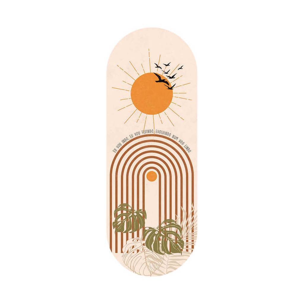 Placa Retangular Orgânica Eu Vou Indo Eu Vou Fluindo 21x59cm