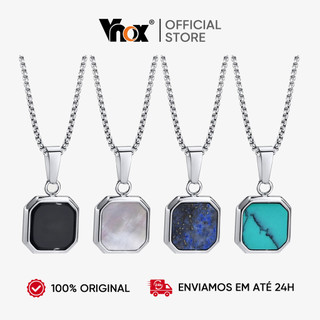 VNOX Colar Masculino Luxo Lápis-Lazúli E Olho De Tigre - Pingente Preto Esmaltado Presente para pai