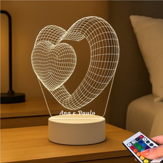 Luminária Led Corações Para Presente Criativo Personalizado Romântico Dia Dos Namorados Di...