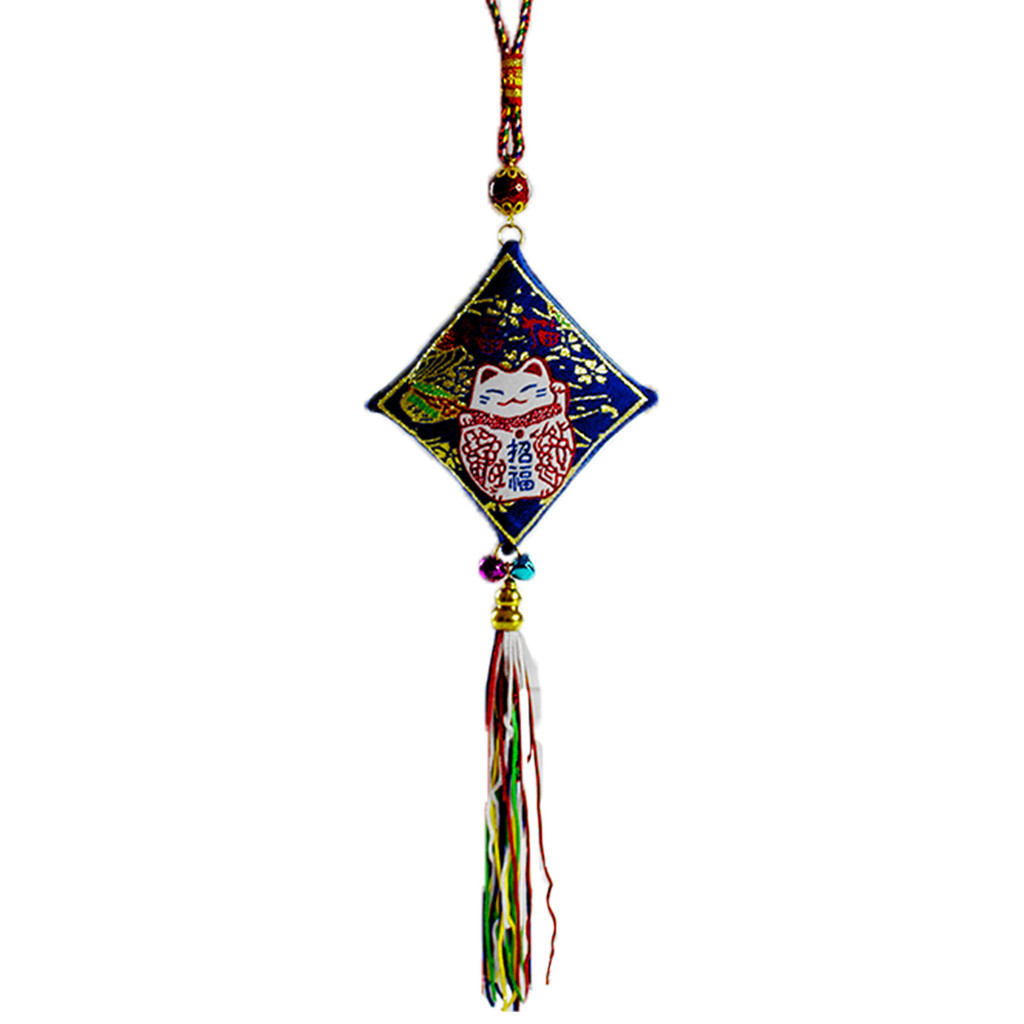 Pêndulo Omamori Amuleto Chaveiro Oriental Gato da Sorte - Azul