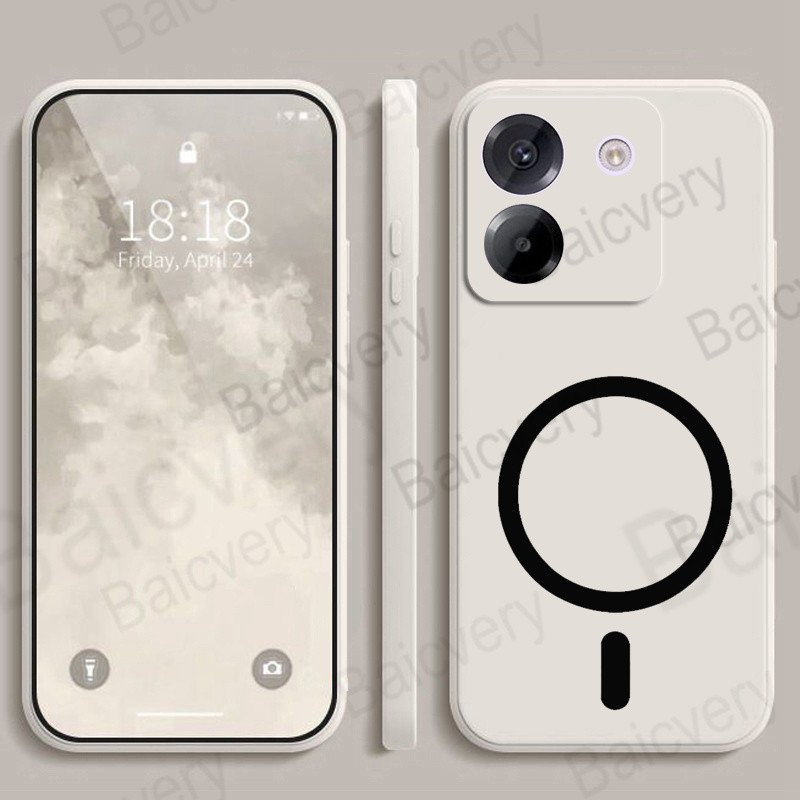 Para Xiaomi POCO M7 Pro 5G Caixa De Telefone Capa De Silicone Com Adesivo Magnético De Carregador Sem Fio em Oferta na Shopee