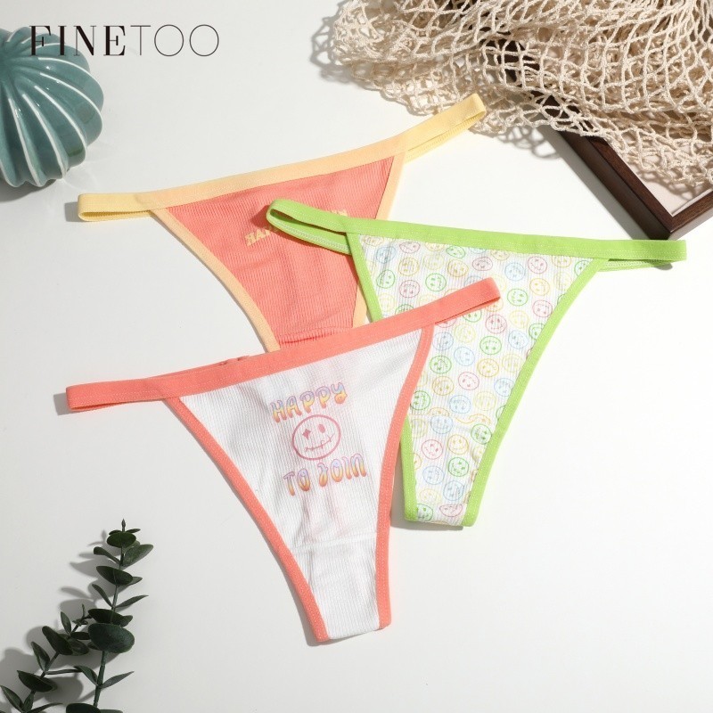 FINETOO Comfort Smile Tangas Para Mulheres Cuecas Confortáveis E Modernas Sexy Roupa Íntima Colorida