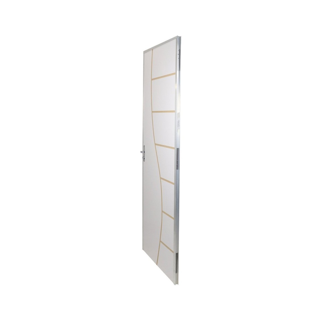 Detalhes do Kit Porta de Madeira Decorada 212x95cm com Batente de Aluminio 3,6cm Cantareira MGM