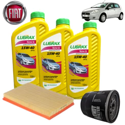 KIT TROCA DE ÓLEO 4 LITROS 15W40 LUBRAX + FILTROS (PUNTO 1.4 ELX)