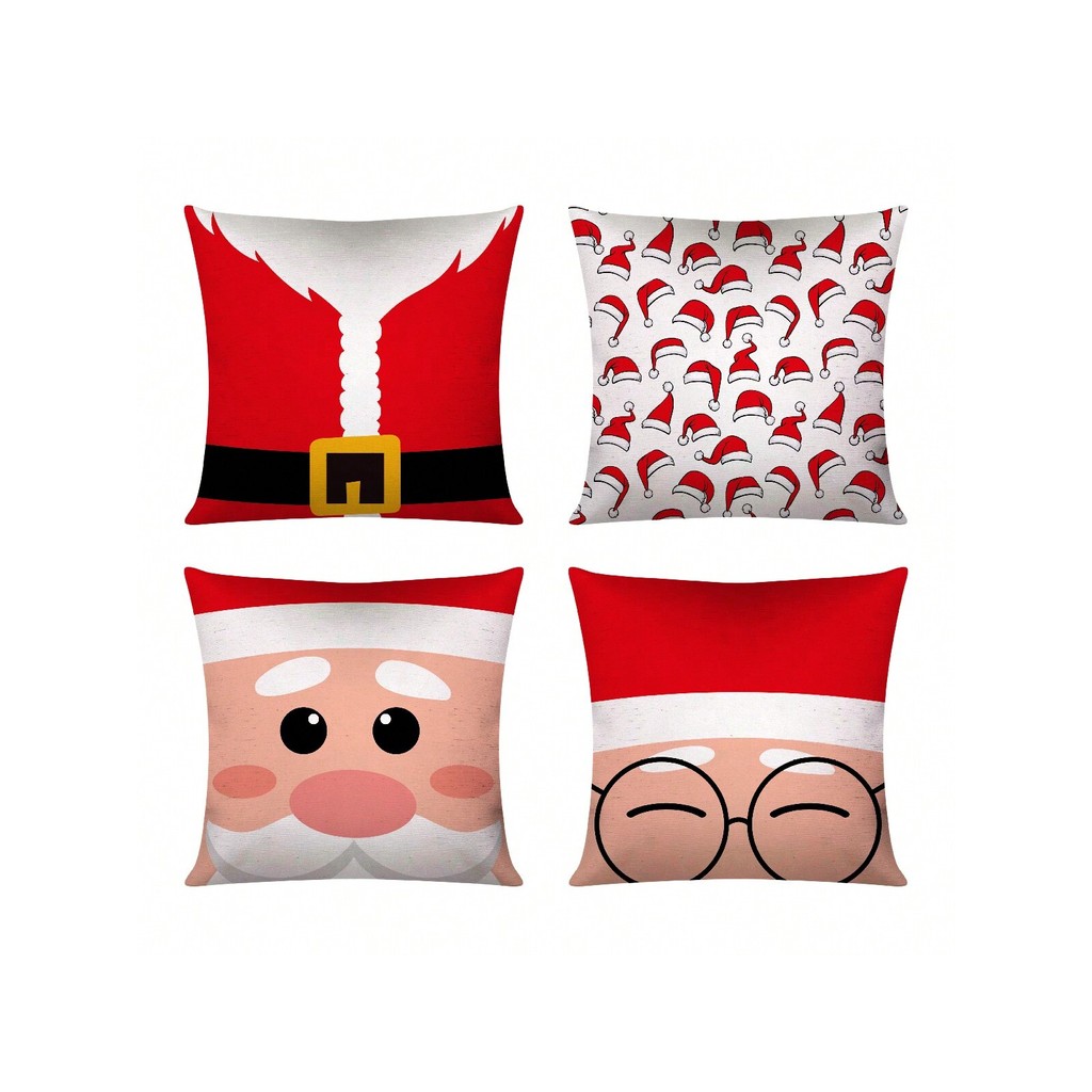 Feliz Natal! Kit com 4 Capas de Almofadas Decorativas Natalinas Natal Noel