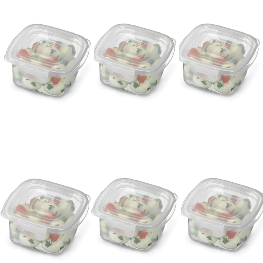 Kit 6 Potes Quadrado Com Travas 370ml Freezer Microondas em Oferta na Shopee