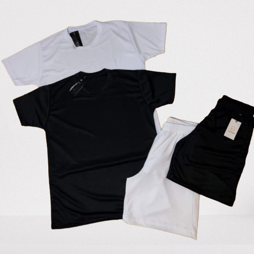 Kit 2 Camiseta + 2 Bermuda Masculina Dry Fit / Shorts Masculina Academia - Conjunto Lançamento 2024