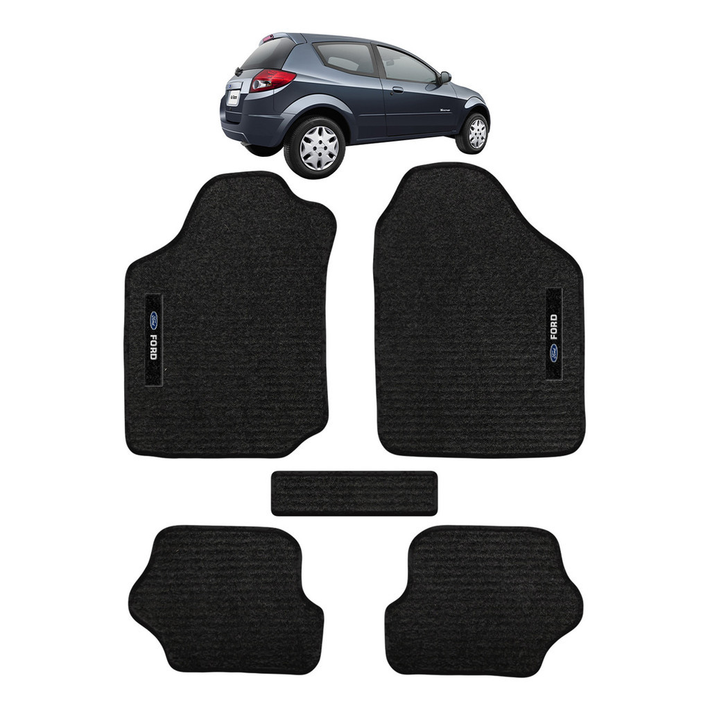 Kit de tapetes 5 peças específico Ka 2008 / 2012 Carpete Preto
