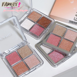 FAMOTY Paleta De 4 Cores Pó Destacador De Sombra Em Maquiagem Facial Glitter De Longa Duração 12g em Oferta na Shopee
