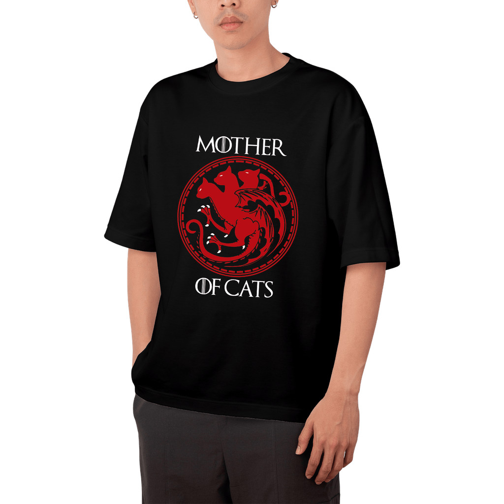 Camiseta Oversized Masculina Feminina T-shirt Streetwear “Mãe dos Gatos” - Estampa Exclusiva e Fofa, 100% Algodão, Confo