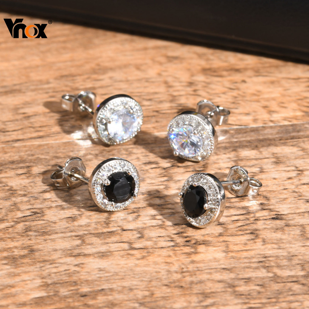 Brincos De Cristal De Zircônia Cúbica Vnox Preto E Branco Para Homens Mulheres , Joias Da Moda , Casamentos , Presentes em Oferta na Shopee