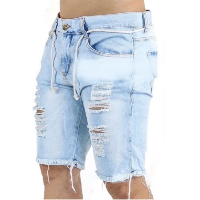 Bermuda Jeans Rasgada Masculino Clara Slim Premium Com Lycra Promoção envio imediato