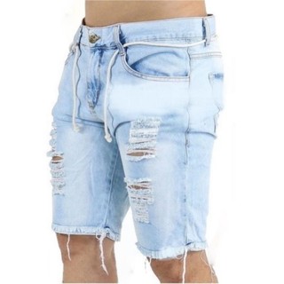 Bermuda Jeans Rasgada Masculino Clara Slim Premium Com Lycra Promoção envio imediato