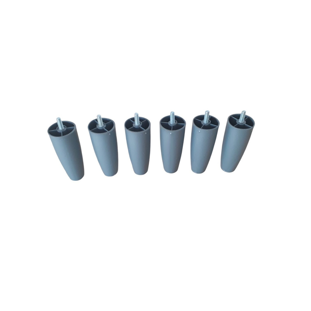 Kit Pes Cama box 6 pes Conico Cinza com 12 cm de altura