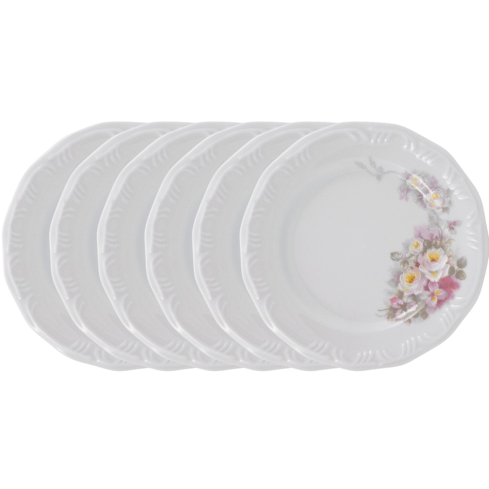 Kit 6 Pratos Sobremesa 19cm Porcelana Schmidt - Dec. Eterna E351 em Oferta na Shopee
