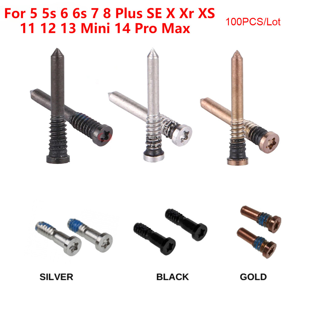 100 Peças Parafusos Pentalobe Inferiores Para 11 12 13 Mini 14 Pro Max X Xr XS 5s 6 6s 7 8 Plus SE Substituição De Paraf em Oferta na Shopee