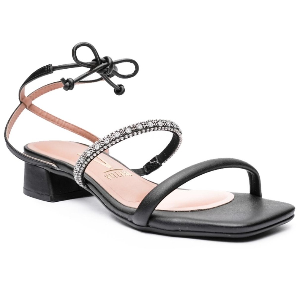 Sandália Vizzano Salto Baixo Tira Strass Feminina - Preto em Oferta na Shopee