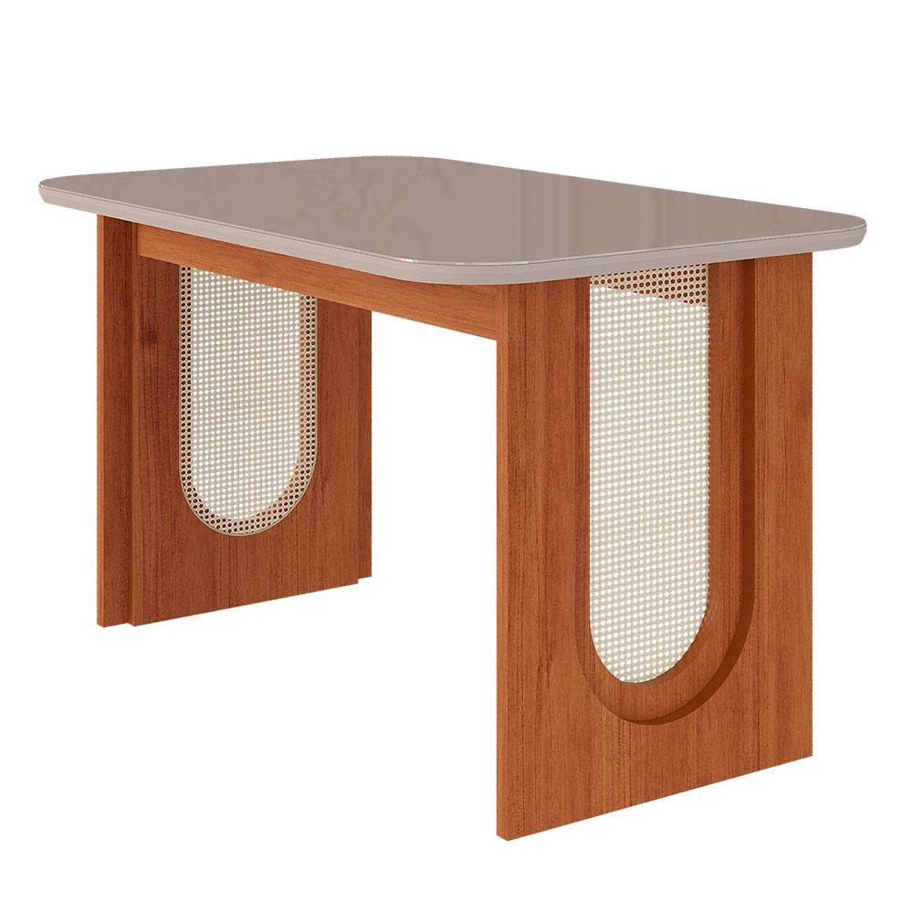 Mesa de Jantar Retangular com Tampo de Vidro Valentina Cinamomo e Off White 130 cm em Oferta na Shopee