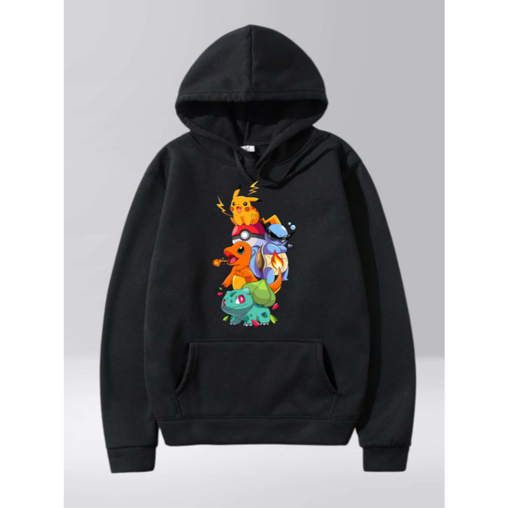 Moletom Pokémon Infantil 08 ao 16 Casual Desenho Jogo Blusa Algodão Unissex Criança Menino Menina