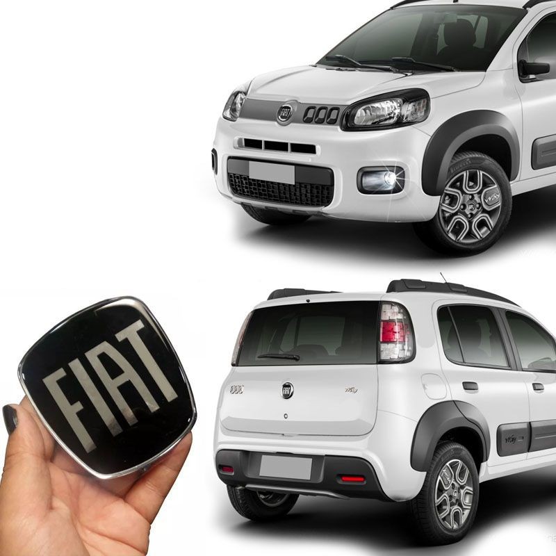 Kit Emblemas Dianteiro E Traseiro Fiat Uno 11/ Black Piano em Oferta na Shopee