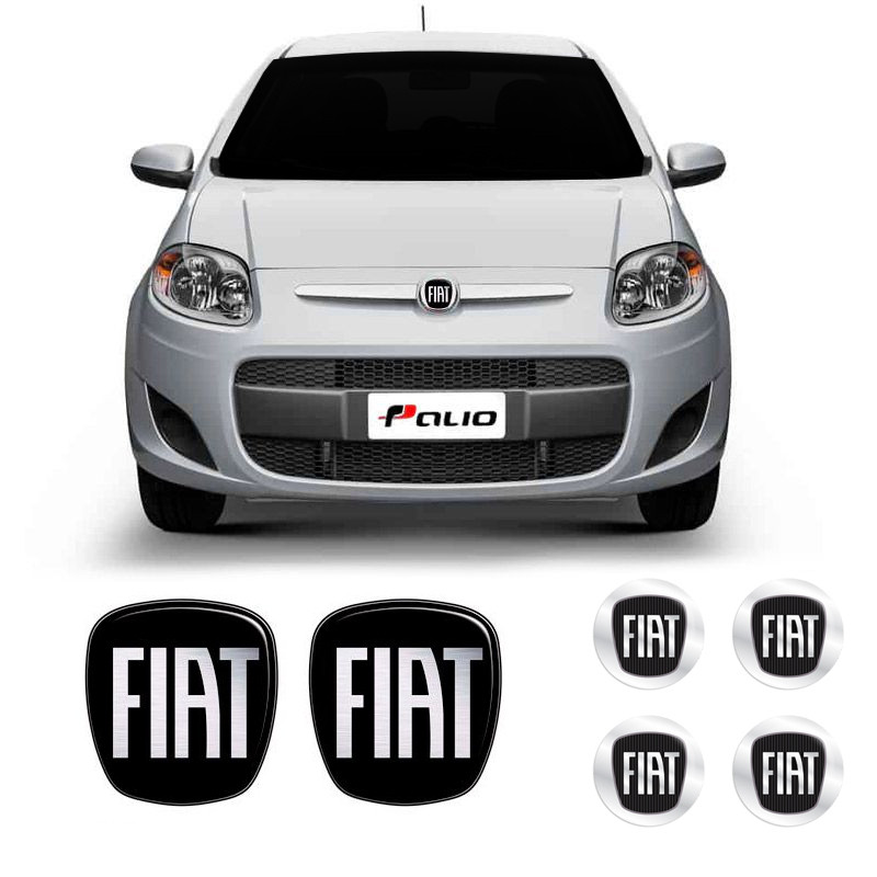 6 Adesivos Emblemas Fiat Preto Novo Palio 2012/2017 - Spare Parts and Accessories for Vehicles