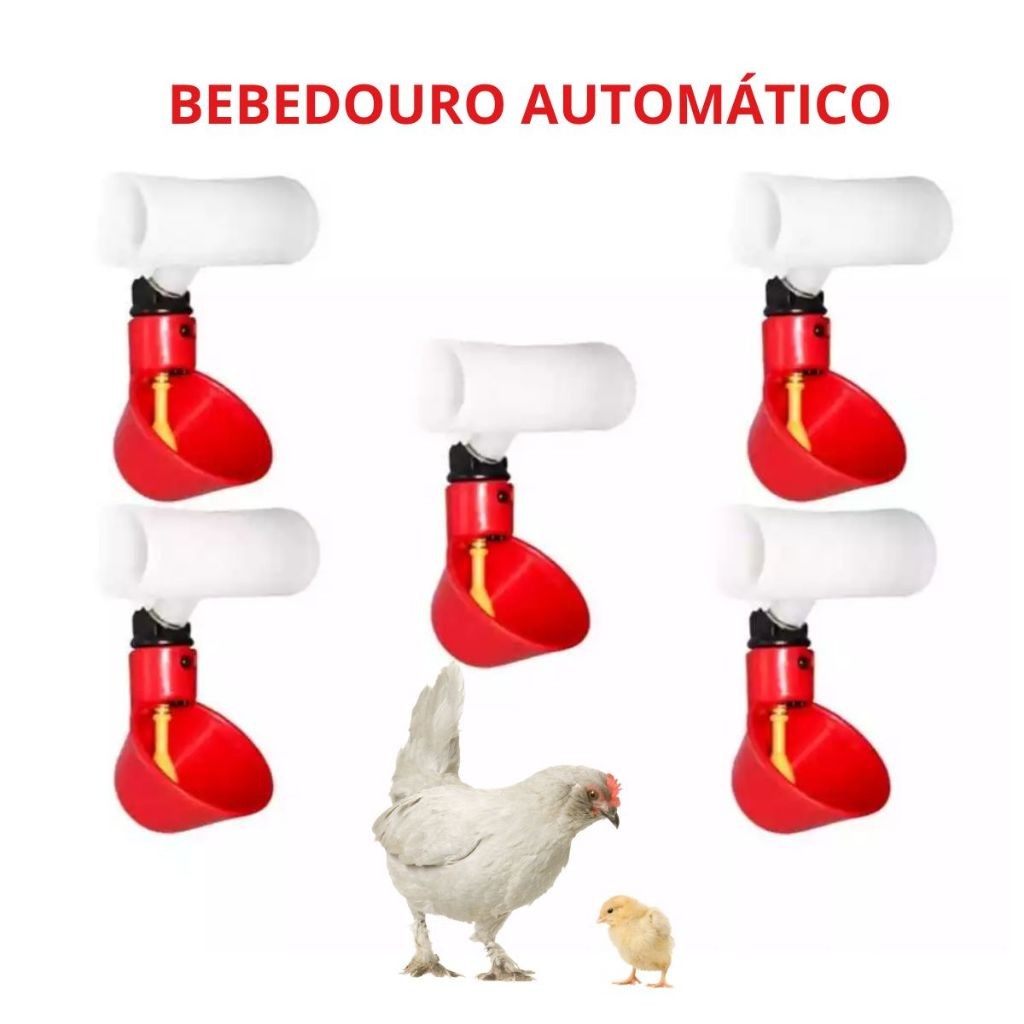 5 Bebedouro Para Frango Galinha Aves Codorna  Enchimento Automático + Conexão T 20 MM.