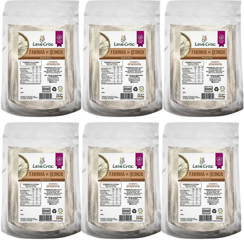 Kit 6 Farinha De Quinoa Sem Glúten 200g  Leve Croc