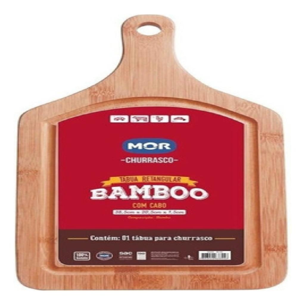 Tabua De Bamboo Para Corte Churrasco C Cabo 38,5cm X 20,5cm em Oferta na Shopee