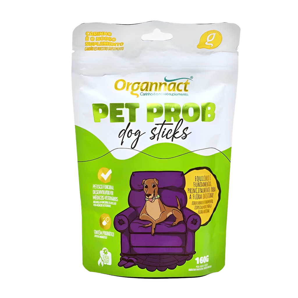 Organnact Suplemento Pet Prob Sticks Cães 160g