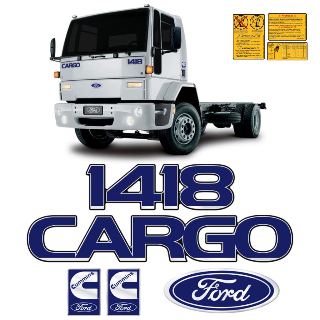 Kit Emblemas Cargo 1418 Adesivos Caminhão Ford Cummins