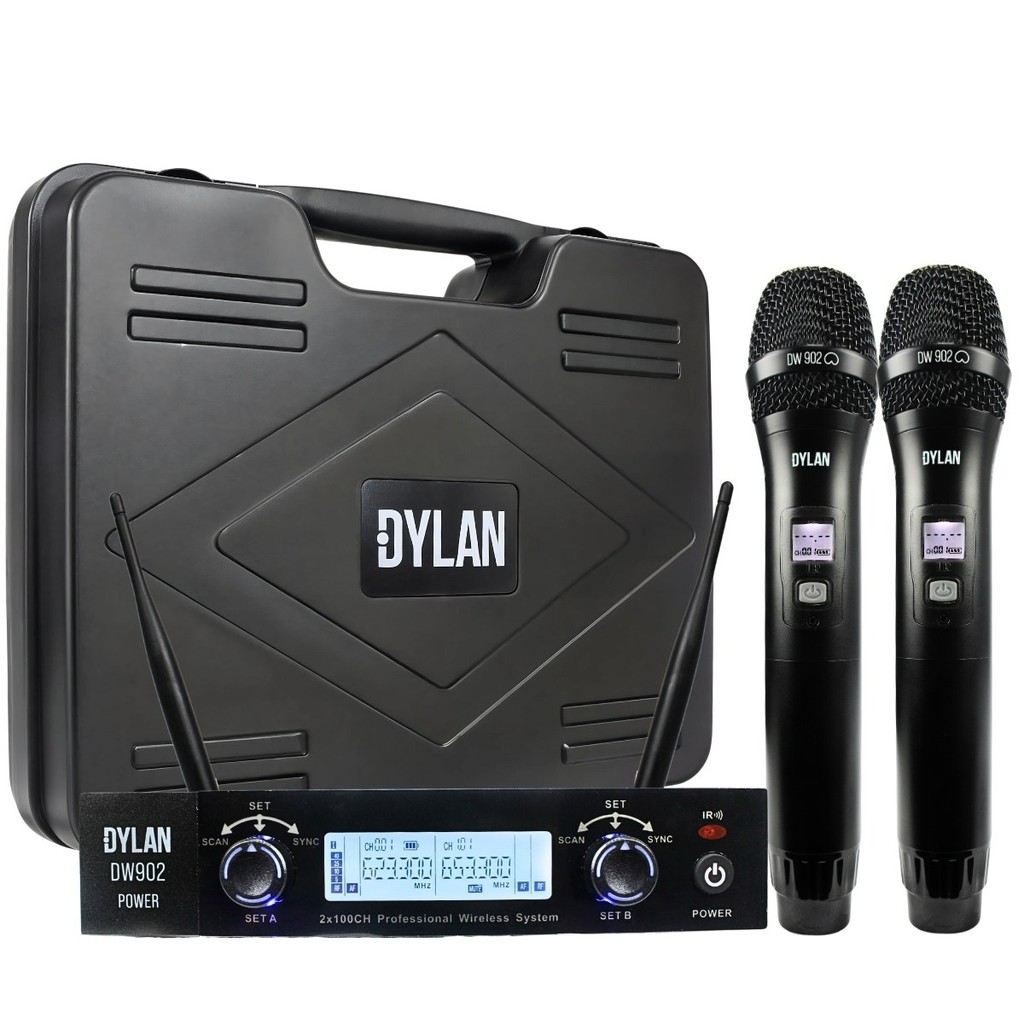 Microfone Sem Fio Dylan DW-902 Power UHF Recarregável Preto em Oferta na Shopee