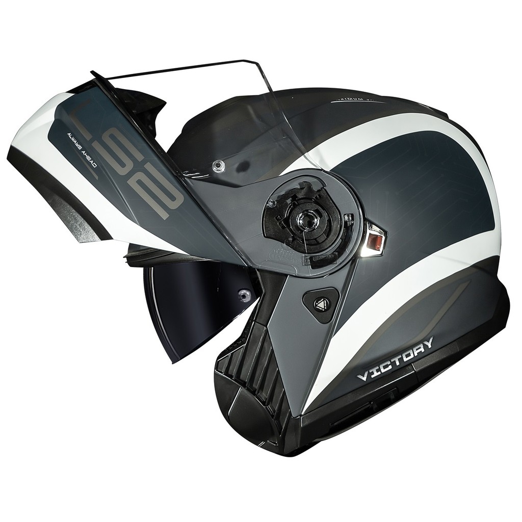 Capacete Ls2 Strobe 2 FF908 Victory Cinza Robocop Articulado
