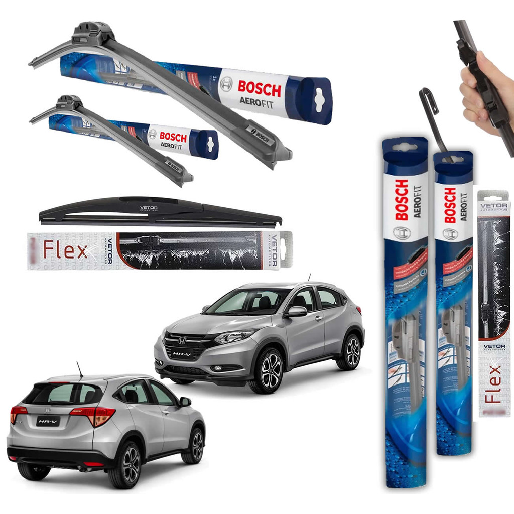 Par Palheta Limpardor Parabrisa Dianteiras Bosch + 1 Traseira Vetor Honda Hrv 2015 2016 2017 / 2017