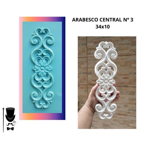 FORMA MOLDE ARABESCO DE GESSO ARABESCO CENTRAL N°3 34X10