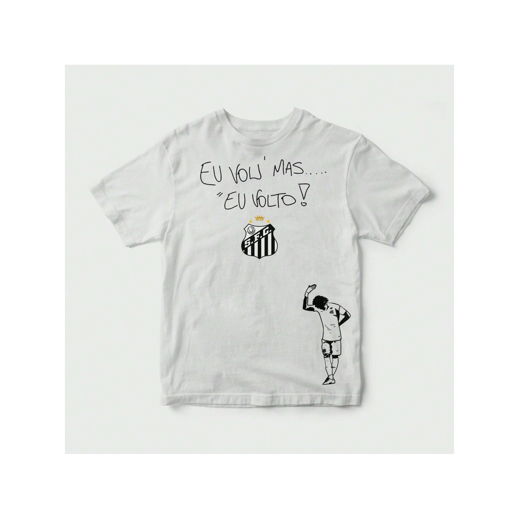 Camiseta Neymar Eu Vou Mas Eu Volto Camisa Masculina Camisa Oficial Torcida DO Santos