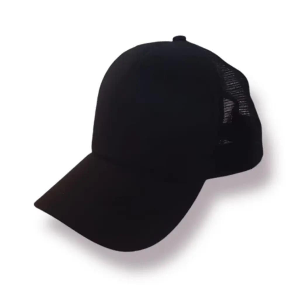 Boné Trucker Adulto Unissex Preto Liso Aba Curva Com Tela Ajustável - Cap
